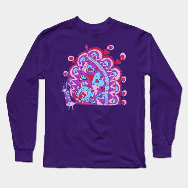 Peacock Bird Long Sleeve T-Shirt by zzzozzo